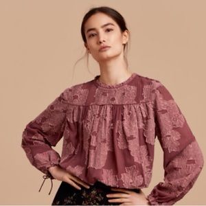 Aritzia WILFRED XS WHITE applique blouse with buttons